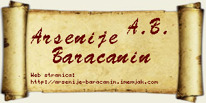 Arsenije Baračanin vizit kartica